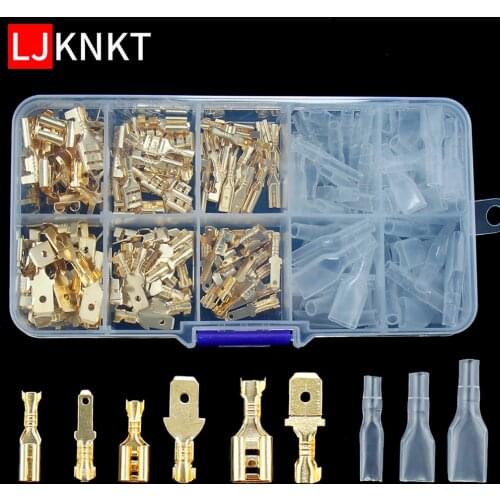 270/180/PCS Insulated Male Female Electrical Wire Connectors plug spring Insulating Sleeve Assortment Kit Crimp Terminals gold