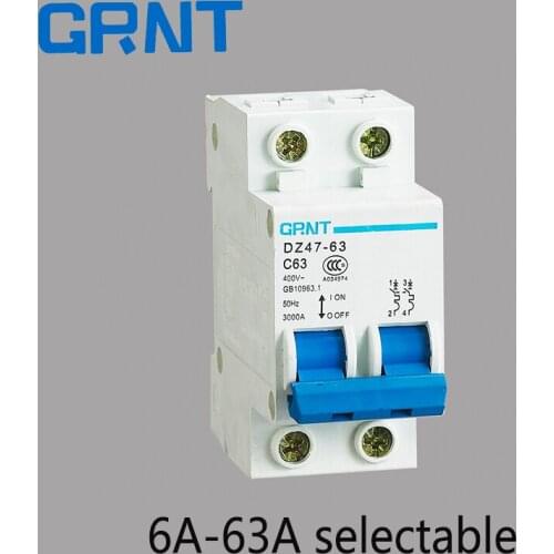 2P 6A-63A AC 400V Circuit breaker MCB C curve 6A 10A 16A 20A 25A 32A 40A 50A 63A