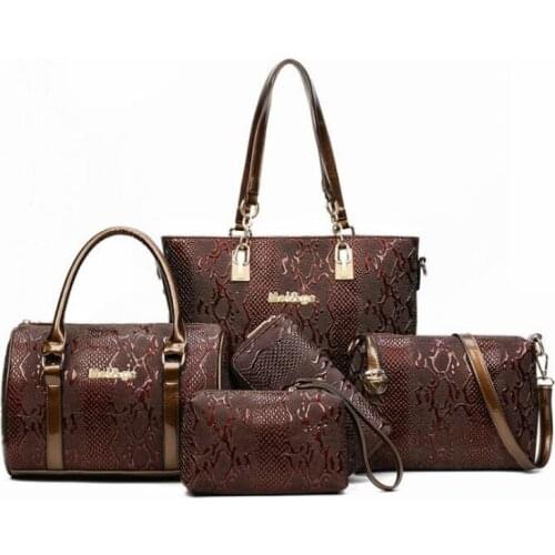 5 sets Luxury Brands Women Tote+Shoulder/Messenger+Clutch Composite Bags High Quality Serpentine Handbag Designer Famous bags