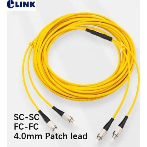 5pcs 15mtr 4.0mm Fiber optic Patch cord Armored duplex SC-SC FC-FC 2 core Bold cable ftth jumper SM DX 4.0mm painting machine