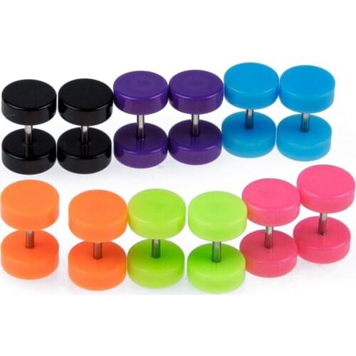 6 Pair Acrylic Fake Cheater Ear Stud Plug Earrings Piercing