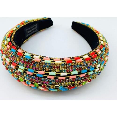 Shiny Luxury Hair Hoop Rhinestones Fashion Headband For Women Girls Solid Color Elastic Headpiece Hair Accessories 2020