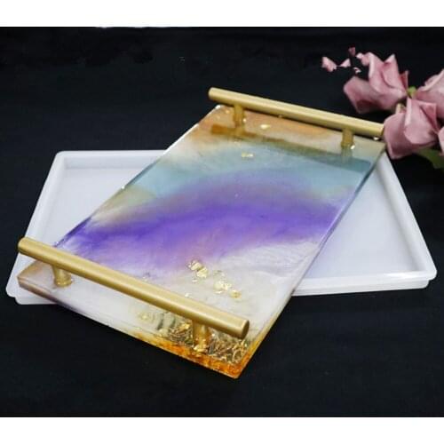 Large Silicone Tray Fluids Artist Mold Rectangle Coaster Large Silicone Mold For DIY Making Tools Crystal Epoxy Tabletop Coaster