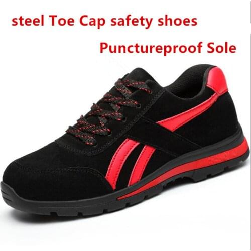 Steel Toe Cap outdoor men women Fleece cowhide Anti-slip Punctureproof Sole Construction labor Boots Walking Shoes Plus size