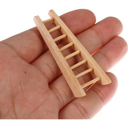 1 Piece Wooden DIY Mini Step Ladder Fairy Garden Miniatures Dollhouse Miniatures Ornament Decoration Furniture Toys