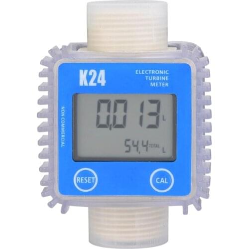 K24 Digital LCD Turbine Fuel Flow Tester Flow Meter for Chemicals Water Sea Liquid Flow Meter Measuring Tools