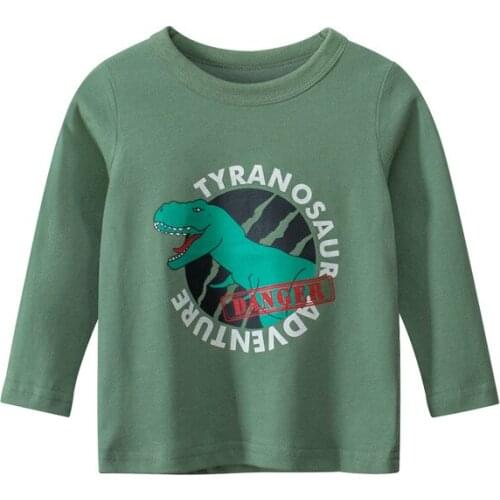 Kids Boys T-shirts Baby Long Sleeve Cartoon Dianosaur Tops Child Autumn Cotton Sweatshirt 2-8 Years Boy Girl T Shirts