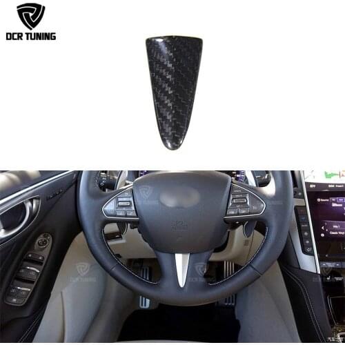 For Infiniti Q50 Q50S Carbon Fiber Steering Wheel Trim and Carbon Fiber Gear Shift Knob Cover Trim 2014 - UP car styling