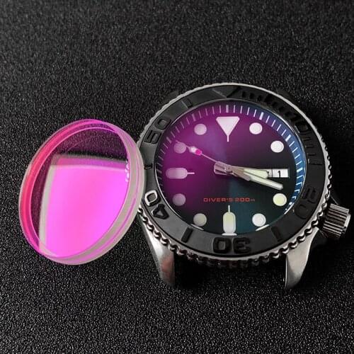 Double dome with Slotted edge Sapphire glass Slopping Ceramic Bezel set replace Parts For Seiko SKX007 Sport5SPRD