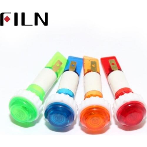 FILN FL1P-10QJ-2 10mm diameter red green plastic 12v led pilot light with terminal pins