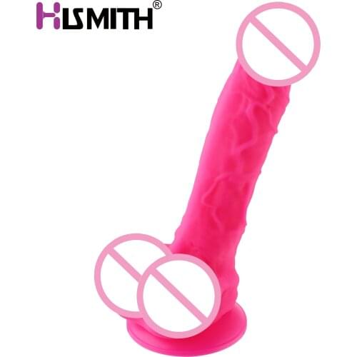Hismith 9.1" Silicone Dildo 6.3" Insertable 1.8" Diameter New KlicLok System sex machine Accessories Rose Red Suction Base Dildo
