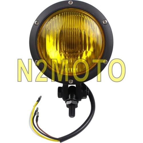 Cafe Racer 4.5" Headlight H4 12V 55/60W High Low Beam Front Round Lamp for Harley Chopper Touring Cruiser