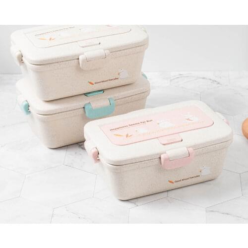 Lunch Box with Tableware Compartments School Leakproof Bento Box Food Container Microwave Dinnerware Lunch Box for Kids