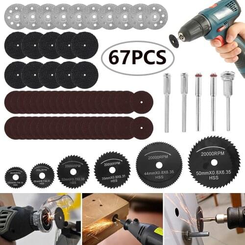 67 Pcs Circular Saw Blades Wood Cutting Disc Set Cutting Tool Saw Blades for Dremel Metal Cutter Power Tools Wood Cutting Discs