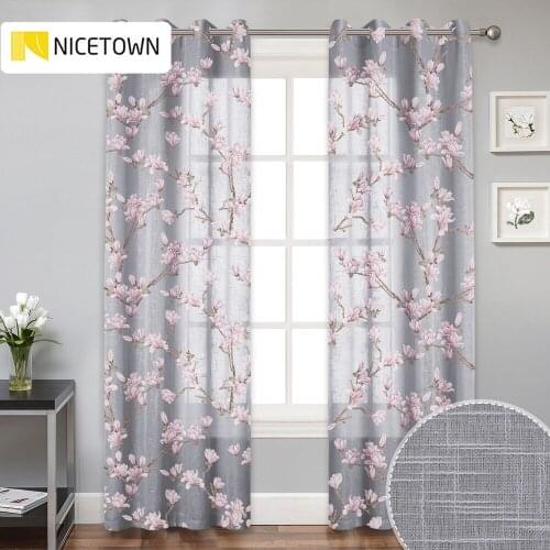 NICETOWN 1PC Fashion Yuelan Digital Printing Slub Yarn Curtains Suitable for Bedroom Living Room Study Custom Tulle Curtains