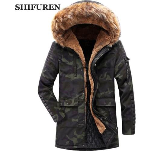SHIFUREN 2018 Parka Men Warm Thick Jacket New Long Winter Parkas Fur Hooded Overcoat Male Causal Outerwear Size XS-XXL