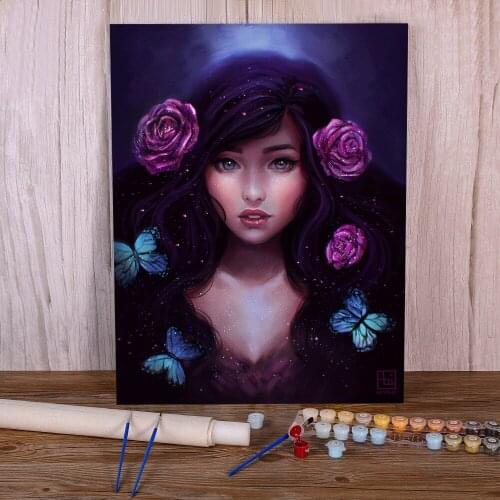 Cartoon Girl Woman DIY Paint By Numbers Kit Acrylic Paints 50*70 Canvas Pictures Handmade For Kids For Drawing Handicraft