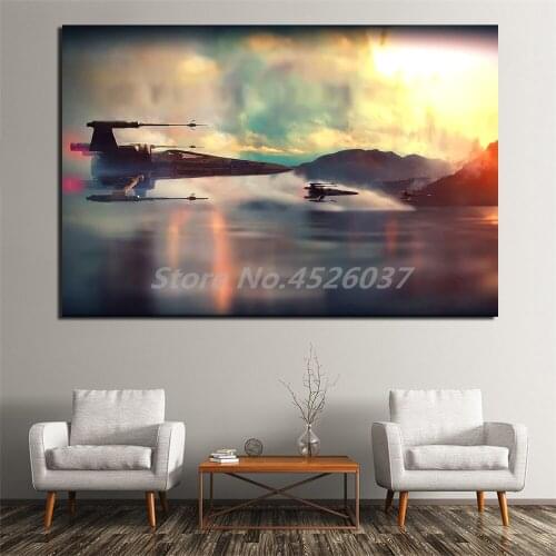 X Wing Fighters Over Water Wall Art Movie Posters Paintings On Canvas Modern Decorative Pictures For Living Room Home Decor