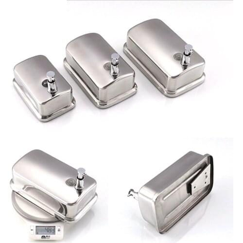 Wall Mounted L Hand Soap Dispenser Washroom S. Steel 304 Manual Liquid Shower Gel 500ml 800ml 1000ml