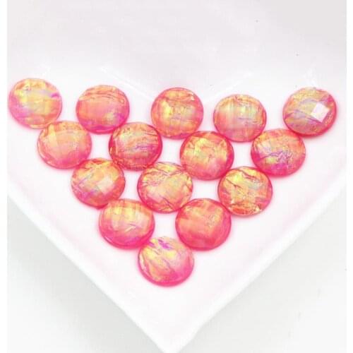 New Fashion 40pcs 12mm Pink Color Tangent plane Built-in metal foil Flat back Resin Cabochons Cameo Z5-22