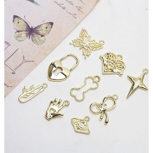 Newest 50pcs/lot geometry Butterfly hearts hands shape alloy floating locket charms diy jewelry earring/bracelet accessory