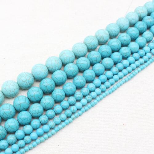 Wholesale Blue Turquoises Round loose beads ,Min.Order $10, provide mixed wholesale for all items