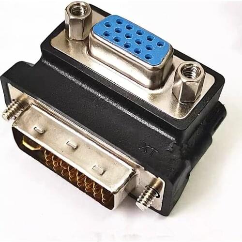 90 degree Right Angle DVI Male to VGA 15 Pin Female Nickel Plated Convertor Adapter 15Pin VGA to DVI 24+5 adaptor