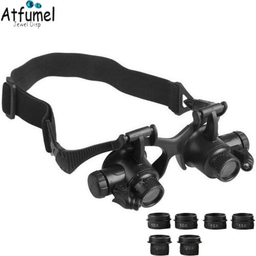 Headband Magnifier LED Light 10X 15X 20X 25X Magnifying Eye Glasses Loupe Lens Jeweler Watch Repair Tools Magnifying Glass Lupa