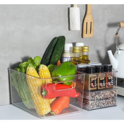 Kitchen Refrigerator Transparent Organizer Bin Storage Box Compartment Refrigerator Drawer Fridge Storage Bin Container