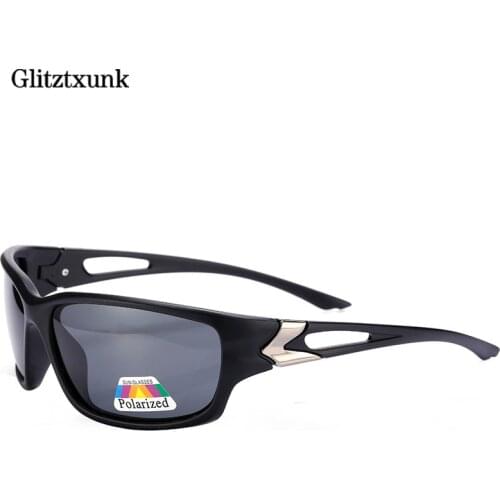 Glitztxunk Luxurious Men Sunglasses Black Polarized Sunglasses Driving Mirrors Coating Black Frame Eyewear UV400 Male Sun Glass