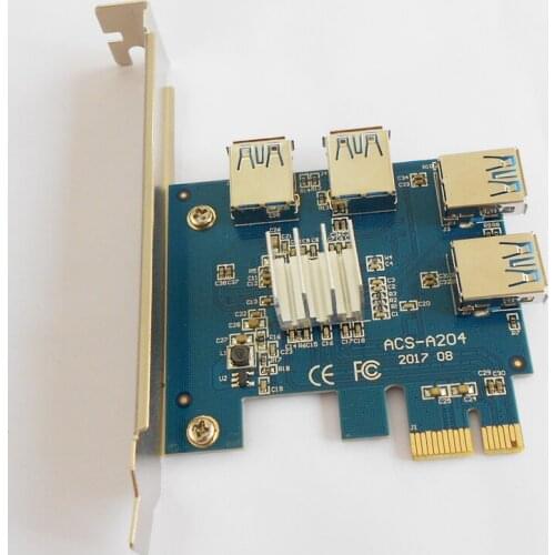 USB 3.0 PCI-E 1X to 4 PCI-E 16X Slot Riser Card PCIE USB Adapter 1 to 4 PCIE Port Multiplier for Antminer Bitcoin Miner Mining