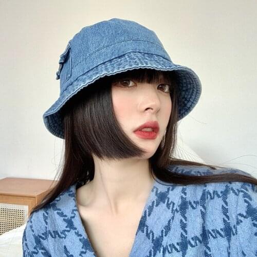 Womens Designer Denim Bucket Hat Men Kpop Fisherman Caps with Pocket Jean Bob Cap Streetwear Sunscreen Panama Hiking Fishing