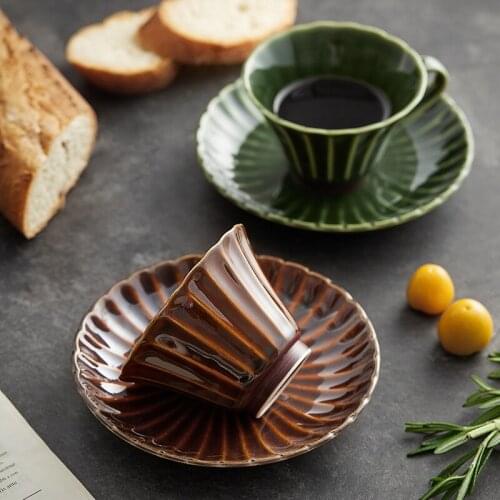 Japanese retro emerald ceramic coffee cup and saucer set creative lovers coffee cup and saucer cups coffee cups