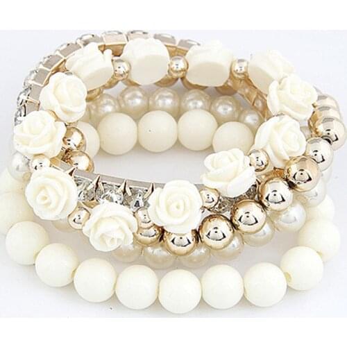 Bracelets for Women Gifts Charm Bracelets & Bangles Jewelry Cute Beads Flower Bijoux Elastic Pulseira Feminina Pulseras Mujer
