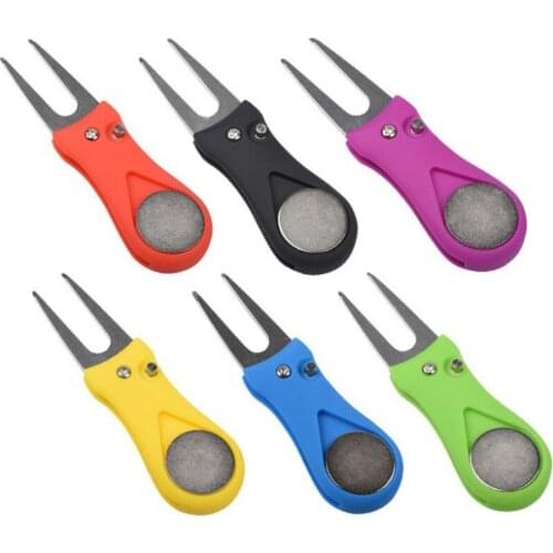 1Pc Golf Divot Repair Tool Switchblade Pitch Groove Cleaner Golf Pitchfork Golf Accessories Putting Green Fork Dropship