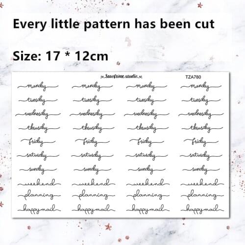 1pc Stationery Stickers Handwritten English font Month / Week Handbook Stickers Decorative Sticker DIY Planner Diary Stickers