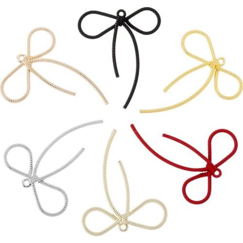 10 PCS 43x36mm Alloy Spray Paint Bowknot Pendant DIY Earring Accessories Findings For Jewelry Making