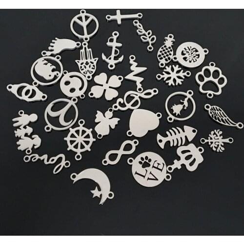 10pcs World Map Stainless Steel Charm Two Hole Stainless Steel Pendant for Wish Bracelet Necklace Making