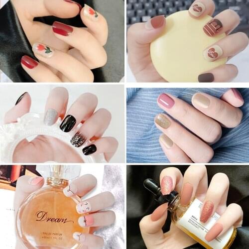 24PC Gradual Change False Nails Jelly Delicate Pattern Removable Manicure Fashion Nail Stickers