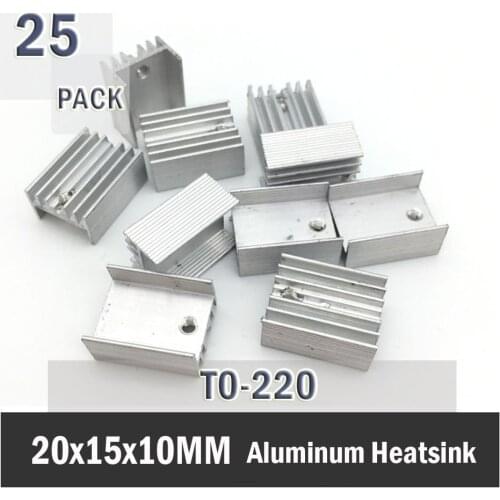 25Pcs Gdstime 20*15*10MM TO220 Aluminum Heatsink Heat Sink Cooling Fin For VGA RAM Stepper Driver MOSFET Transistor IC