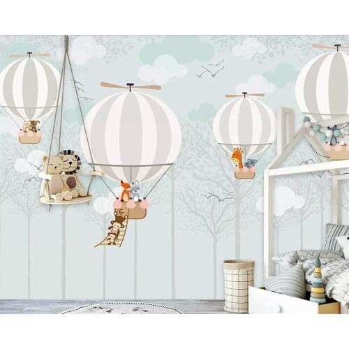 Beibehang Custom wallpaper cartoon hot air balloon childrens room background home decoration living room bedroom 3d wallpaper