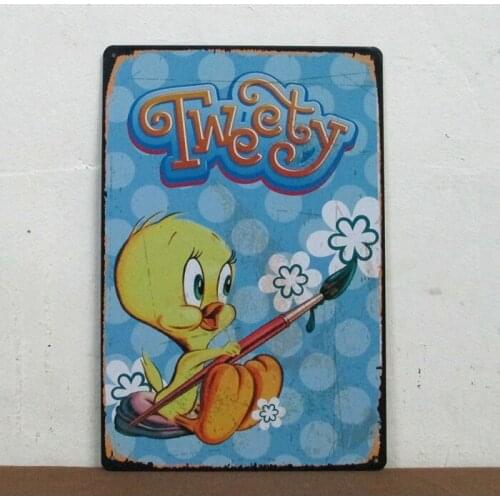 50pcs/lot Metal Sign shabby chic Cartoon tweety Retro Metal Art Poster Vintage Antique Metal Tin Signs Kids romm decoe Z-12
