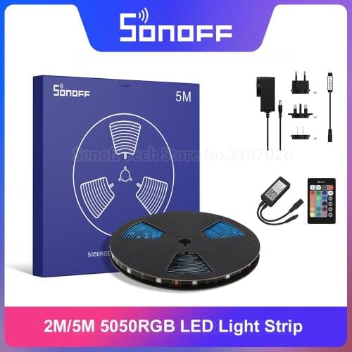 SONOFF L1 5050RGB-2M/5M LED Light Strip Controller Adapter Amplifier Dimmable Waterproof Strip Work With Sonoff L1 Controller