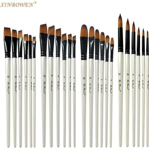 Amazons new gouache and oil paint brush set 6pcs nylon hair wood brush set artistic multi-function