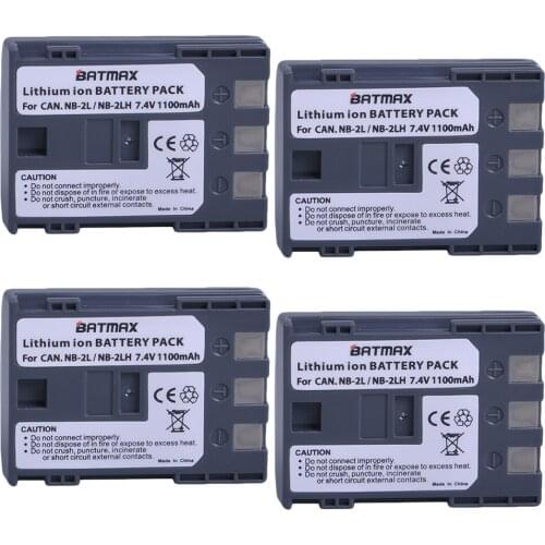 Batmax 4Pcs 7.4V 1100mAhNB-2L NB-2LH NB 2L NB 2LH Digital Camera Battery Pack for for Canon 350D 400D G7 G9 S30 S40 z1 Kiss