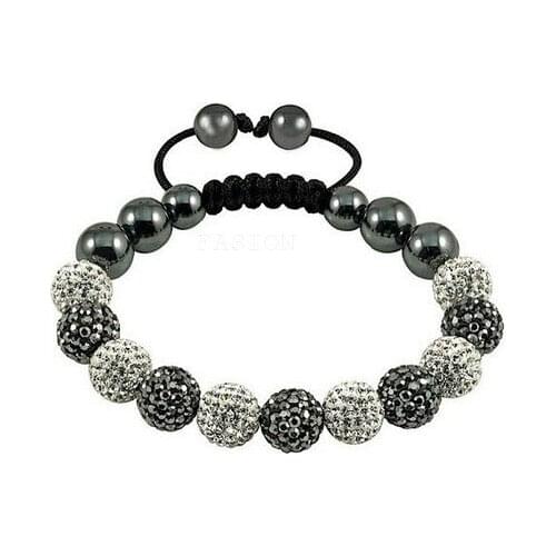 Ui8e White Gray Mixed Multicolor 10mm Micro Pave Disco Ball Bead Bracelet men jewelry crystal