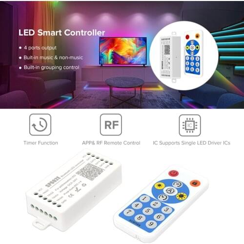 WS2812B WS2811 Bluetooth LED Controller Music Sync 4-Output Addressable Dream Color LED Pixels Strip Light DC 5V-24V