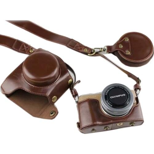 New Luxury Camera Case Bag For Olympus EPL9 E-PL9 E-PL10 Pu Leather cover Camera Skin with Strap Mini Pouch Open Battery