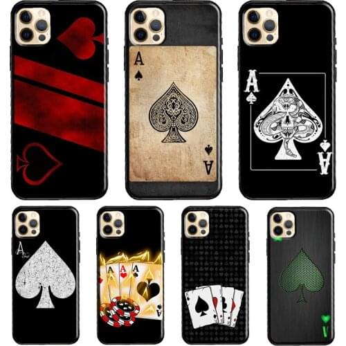 Ace of Spades Poker Silicone Case For iPhone XR X XS MAX SE 2020 6S 7 8 Plus 12 Mini 11 Pro Max Shell Cover