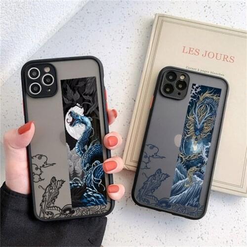 Luxury Cartoon Printed Chinese Dragon Case For iPhone 11 12 Pro Max 12 Mini 7 8 Plus X XR XS SE2020 Matte Protective Back Cover
